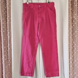 Zara bright pink high rise jeans with hidden button fly
